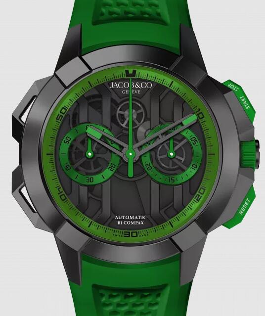Jacob & Co. EPIC X CHRONO 44MM - BLACK TITANIUM - GREEN INNER RING Watch Replica EC430.21.AA.AA.ABRUA Jacob and Co Watch Price